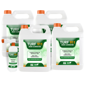 Eliminate pet urine odors on artificial turf with Turf 911 - 1 case of gallons.